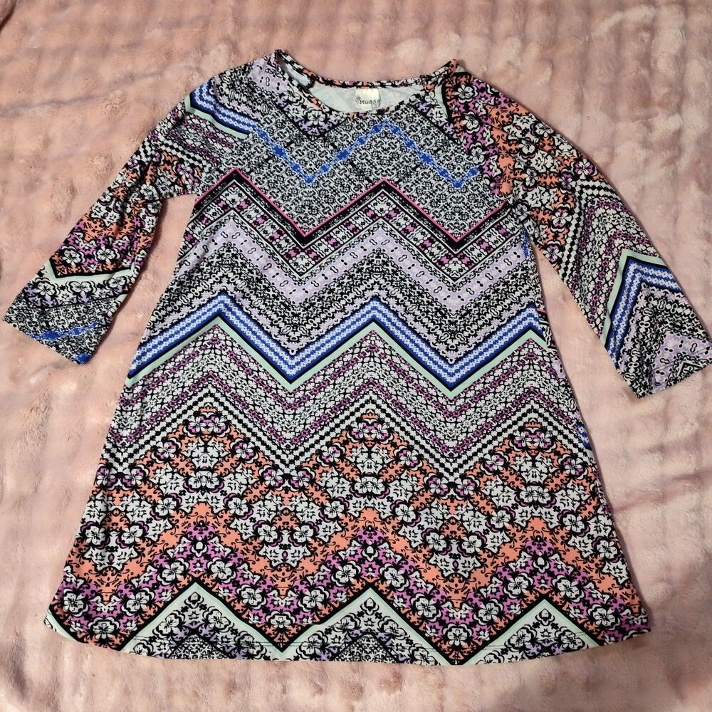 Mudd Girls 7/8 Chevron Print Long Sleeve Dress